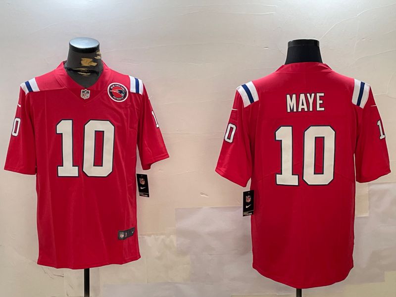 Men New England Patriots #10 Maye Red Second generation 2024 Nike Limited NFL Jersey style 2->los angeles rams->NFL Jersey
